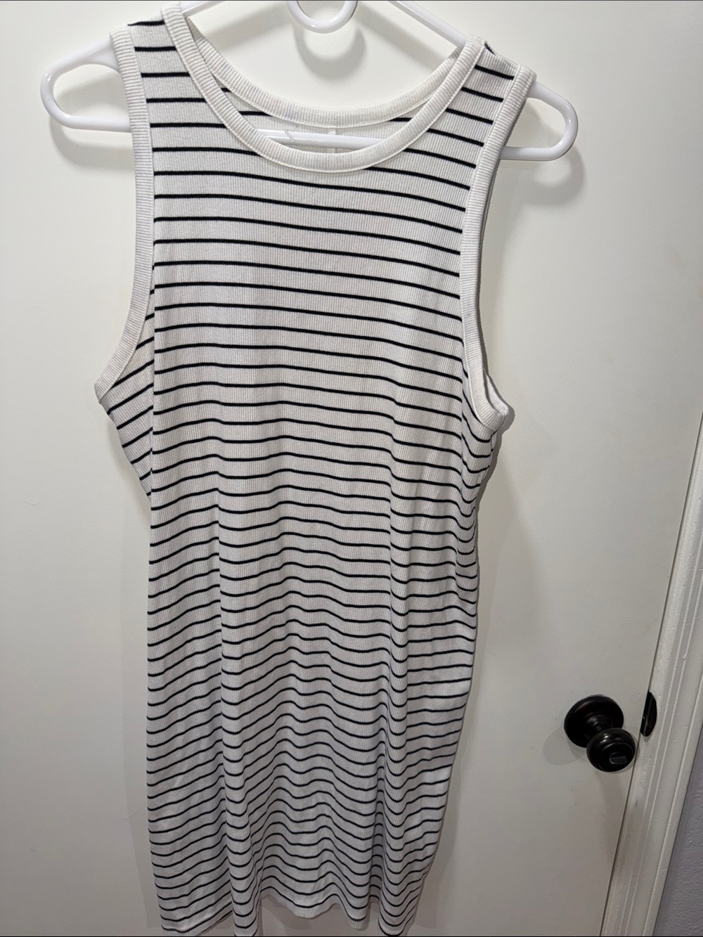 a new day Black & White Striped Tank Midi Dress
